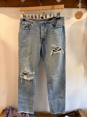 Levi's Light Blue Straight Leg Distressed Jeans
